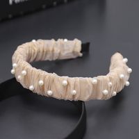 New  Lace Mesh Nails Pearl Wide-brimmed Headband Wholesale Nihaojewelry sku image 3
