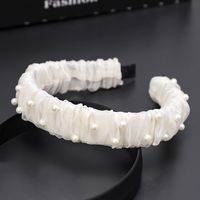 New  Lace Mesh Nails Pearl Wide-brimmed Headband Wholesale Nihaojewelry sku image 4