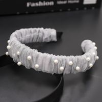 New  Lace Mesh Nails Pearl Wide-brimmed Headband Wholesale Nihaojewelry sku image 5