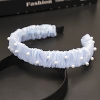 New  Lace Mesh Nails Pearl Wide-brimmed Headband Wholesale Nihaojewelry sku image 6