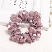 Korea New Lattice Nail Pearl Color Bright Hair Scrunchies Wholesale Nihaojewelry sku image 3