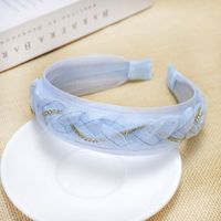 Korea Rhinestone Twist Braid Headband Pearlescent Organza Lace Headband Fabric Hairpin Wholesale Nihaojewelry sku image 4