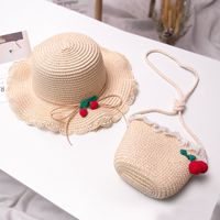 New Straw Hat Shoulder Bag Set Nihaojewelry Wholesale Small Fresh Children Cute Hat Bag Summer Girl Travel Match sku image 12