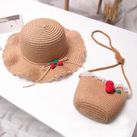 New Straw Hat Shoulder Bag Set Nihaojewelry Wholesale Small Fresh Children Cute Hat Bag Summer Girl Travel Match sku image 14