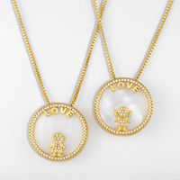 Fashion Jewelry Round Card Shell Love Necklace Diamond Pendant Couple Necklace Wholesale Nihaojewelry main image 2