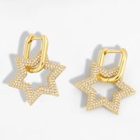 New Geometric Double Ring Lock Earrings Diamond Earrings Simple Retro Hip Hop Earrings  Wholesale Nihaojewelry main image 5