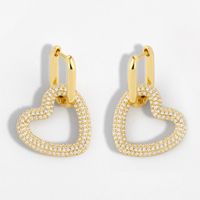 New Geometric Double Ring Lock Earrings Diamond Earrings Simple Retro Hip Hop Earrings  Wholesale Nihaojewelry main image 4