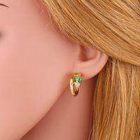Fashion Jewelry Creative Snake Earrings Micro-set Zircon Simple Earrings  Wholesale Nihaojewelry main image 4