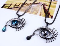 Fashion Blue Eyes Crystal Teardrop Angel Tear Sweater Chain Long Necklace Wholesale Nihaojewelry main image 3