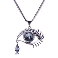 Fashion Blue Eyes Crystal Teardrop Angel Tear Sweater Chain Long Necklace Wholesale Nihaojewelry main image 6