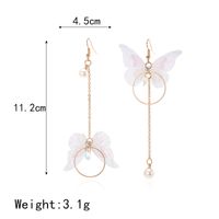 Japanische Und Koreanische Mode, Einfaches Temperament, Lange Asymmetrische Schmetterlings-quasten-ohrringe, Metallkreis-eingelegte Perlen Ohrringe main image 4