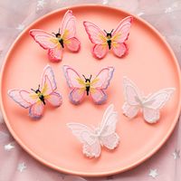 Lightweight Butterfly Double-layer Butterfly Three-dimensional Embroidery Color Butterfly Earrings 925 Silver Needle Earrings Wholesale Nihaojewelry main image 1