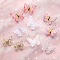 Lightweight Butterfly Double-layer Butterfly Three-dimensional Embroidery Color Butterfly Earrings 925 Silver Needle Earrings Wholesale Nihaojewelry main image 6