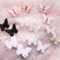 Lightweight Butterfly Double-layer Butterfly Three-dimensional Embroidery Color Butterfly Earrings 925 Silver Needle Earrings Wholesale Nihaojewelry main image 4
