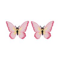 Leichter Schmetterling Doppels Chichtiger Schmetterling Drei Dimensionaler Organza-stickerei Farbe Netz Schmetterlings Ohrringe 925 Silberne Nadel Ohrringe Frauen main image 3