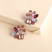 Exaggerated Geometric Earrings New Retro Color Crystal Square Earrings Wholesale Nihaojewelry main image 1