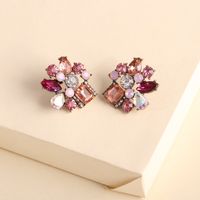 Exaggerated Geometric Earrings New Retro Color Crystal Square Earrings Wholesale Nihaojewelry main image 3