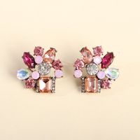 Exaggerated Geometric Earrings New Retro Color Crystal Square Earrings Wholesale Nihaojewelry main image 4