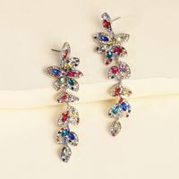 Earrings Fashion Creative Models Alloy Diamond Leaf Earrings Wholesale Nihaojewelry main image 4