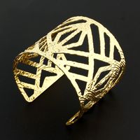 European And American Style Simple Personality Metal Wide Bracelet Geometric Irregular Hollow-out Carved Opening Bracelet Female Cross-border Sold Jewelry main image 5