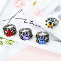 Tendance Européenne Rétro Dominateur Anneau Personnalisé Punk Diable Yeux Antique Argent Anneau Ouvert Hommes Croix-frontière Vendu Bijoux main image 2