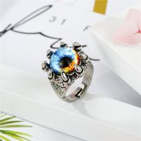 European Trend Retro Domineering Ring Personalized Punk Devil Eyes Antique Silver Open Ring Men Cross-border Sold Jewelry main image 4