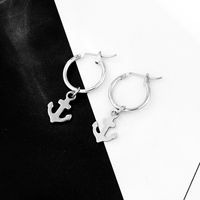 European Trend Punk Simple Small Boat Anchor Pendant Ear Ring Female Round Small Circle Earring Ear Clip Cross-border Hot Selling main image 3