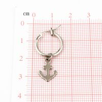 European Trend Punk Simple Small Boat Anchor Pendant Ear Ring Female Round Small Circle Earring Ear Clip Cross-border Hot Selling main image 4