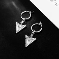 Hot Sale At  Retro Punk Ancient Silver Triangle Pendant Earclip Earrings European Ethnic Style Earrings main image 4