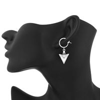 Hot Sale At  Retro Punk Ancient Silver Triangle Pendant Earclip Earrings European Ethnic Style Earrings main image 5