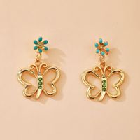 New Butterfly Earrings Green Diamond Butterfly Flowers Simple Wild Earrings Wholesale Nihaojewelry main image 2