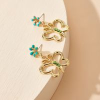 New Butterfly Earrings Green Diamond Butterfly Flowers Simple Wild Earrings Wholesale Nihaojewelry main image 4