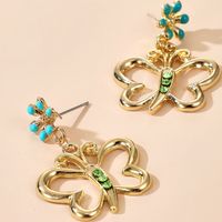 New Butterfly Earrings Green Diamond Butterfly Flowers Simple Wild Earrings Wholesale Nihaojewelry main image 5