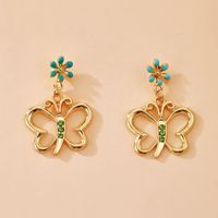 New Butterfly Earrings Green Diamond Butterfly Flowers Simple Wild Earrings Wholesale Nihaojewelry main image 6