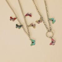 Koreanische Einfache Persönlichkeit Kreative 2-teilige Set Halskette Mode Retro Trend Bemaltes Tropföl Farbe Schmetterlings Halskette main image 5