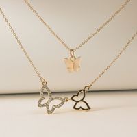 Fashion Sweet Multi-layer Necklace Simple Retro Alloy Diamond-set Butterfly Style Necklace Wholesale Nihaojewelry main image 3