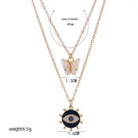 Clavicle Necklace Fashion Simple Retro Multi-layer Butterfly Drop Oil Choker Necklace Wholesale Nihaojewelry main image 5