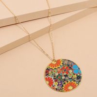 Exaggerated Color Oil Drop Flower Disc Necklace Fashion Trend Retro Bohemian Necklace Wholesale Nihaojewelry main image 1