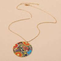 Exaggerated Color Oil Drop Flower Disc Necklace Fashion Trend Retro Bohemian Necklace Wholesale Nihaojewelry main image 3
