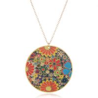 Exaggerated Color Oil Drop Flower Disc Necklace Fashion Trend Retro Bohemian Necklace Wholesale Nihaojewelry main image 6