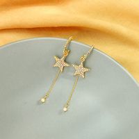 Korean S925 Fashion Diamond Silver Earrings Wild Long Section Super Fairy Star Earrings Wholesale Nihaojewelry main image 1