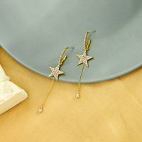 Korean S925 Fashion Diamond Silver Earrings Wild Long Section Super Fairy Star Earrings Wholesale Nihaojewelry main image 4