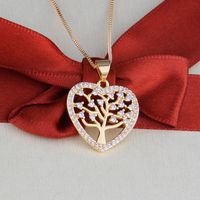 Heart-shaped Big Tree Necklace New Simple Zircon Love Pendant  Wholesale Nihaojewelry main image 1