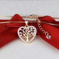 Heart-shaped Big Tree Necklace New Simple Zircon Love Pendant  Wholesale Nihaojewelry main image 4
