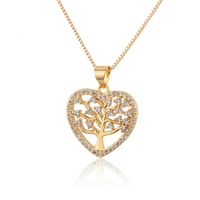 Heart-shaped Big Tree Necklace New Simple Zircon Love Pendant  Wholesale Nihaojewelry main image 6