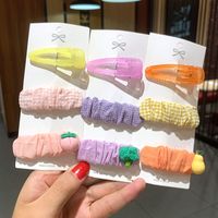 Cute Girl Colorful Fabric Fruit Plaid Square Acrylic Bb Clamp Clip Set Three-piece Hair Accessories Wholesale main image 4