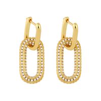 New Geometric Double Ring Lock Earrings Diamond Earrings Simple Retro Hip Hop Earrings  Wholesale Nihaojewelry sku image 3