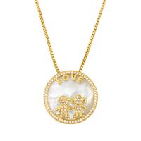 Bijoux De Mode Carte Ronde Coquille Amour Collier Diamant Pendentif Couple Collier En Gros Nihaojewelry sku image 1