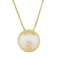 Fashion Jewelry Round Card Shell Love Necklace Diamond Pendant Couple Necklace Wholesale Nihaojewelry sku image 2