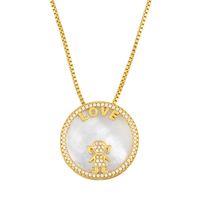 Fashion Jewelry Round Card Shell Love Necklace Diamond Pendant Couple Necklace Wholesale Nihaojewelry sku image 3